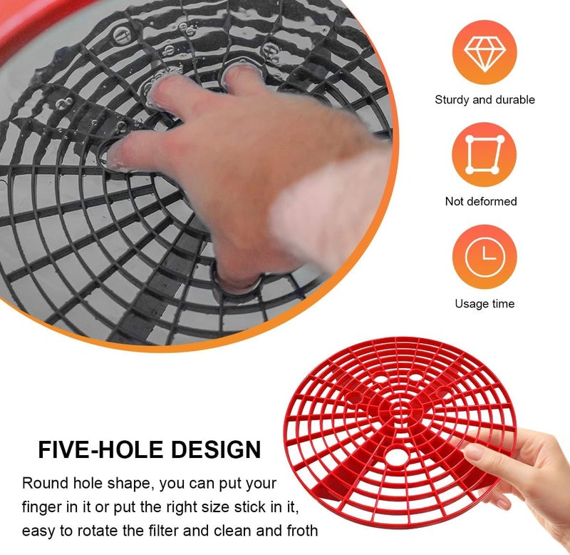 SHMZK 2 PCS Car Wash Bucket Inserts, Auto Detail Dirt Gaurd Buckets Filter Helps Remove Dirt Debris, Dirt Guard Insert Wash Filter Fits 12 Inch Diameter Bucket or 3-5 Gallon Buckets (Red) - Image 5